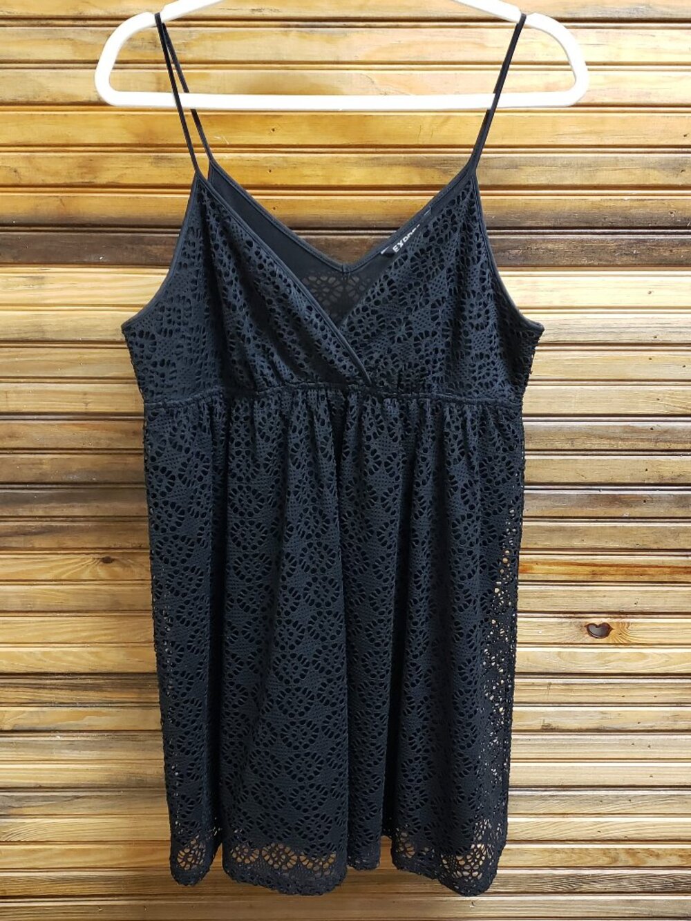 Express Black Eyelet Lace Mini Dress Size L V-Neck Cami